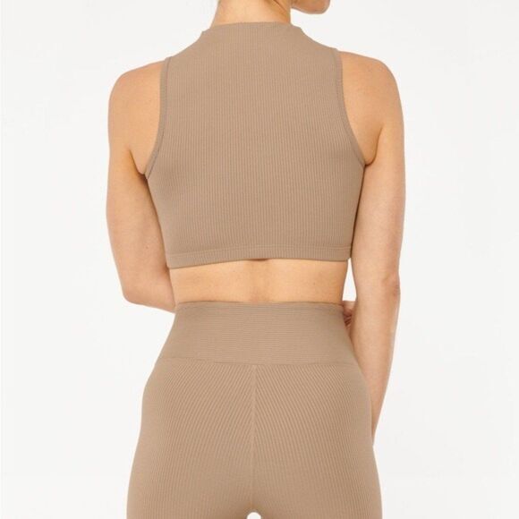 Ribbed Mock Neck Bra Size XS Light Brown NWOT - Picture 2 of 9